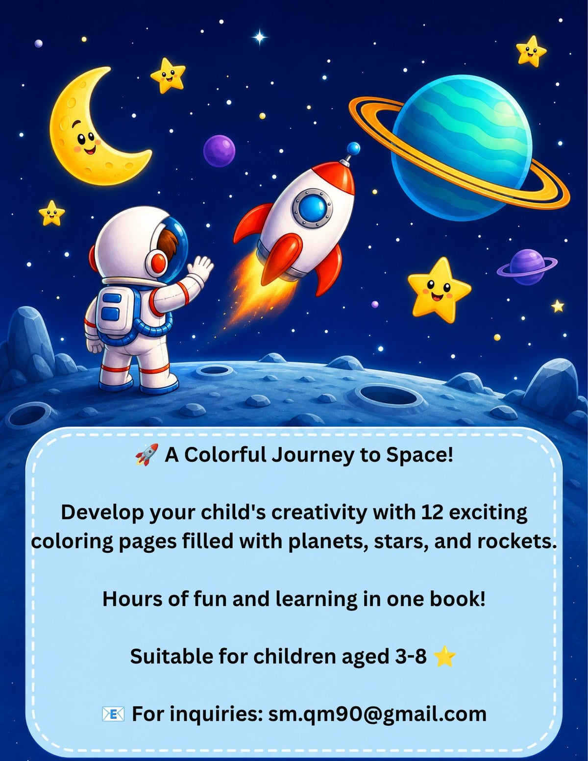 Adventures of The Little Astronaut – Kids Coloring Book (Ages 3–8)