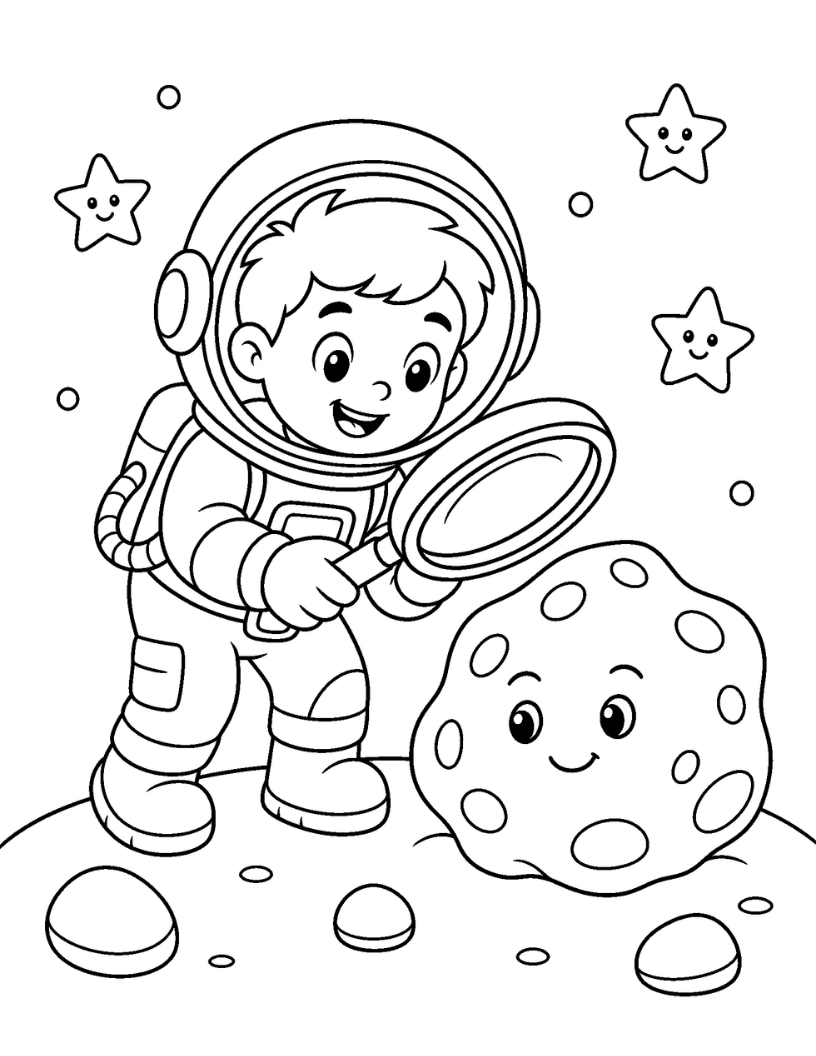 Adventures of The Little Astronaut – Kids Coloring Book (Ages 3–8)