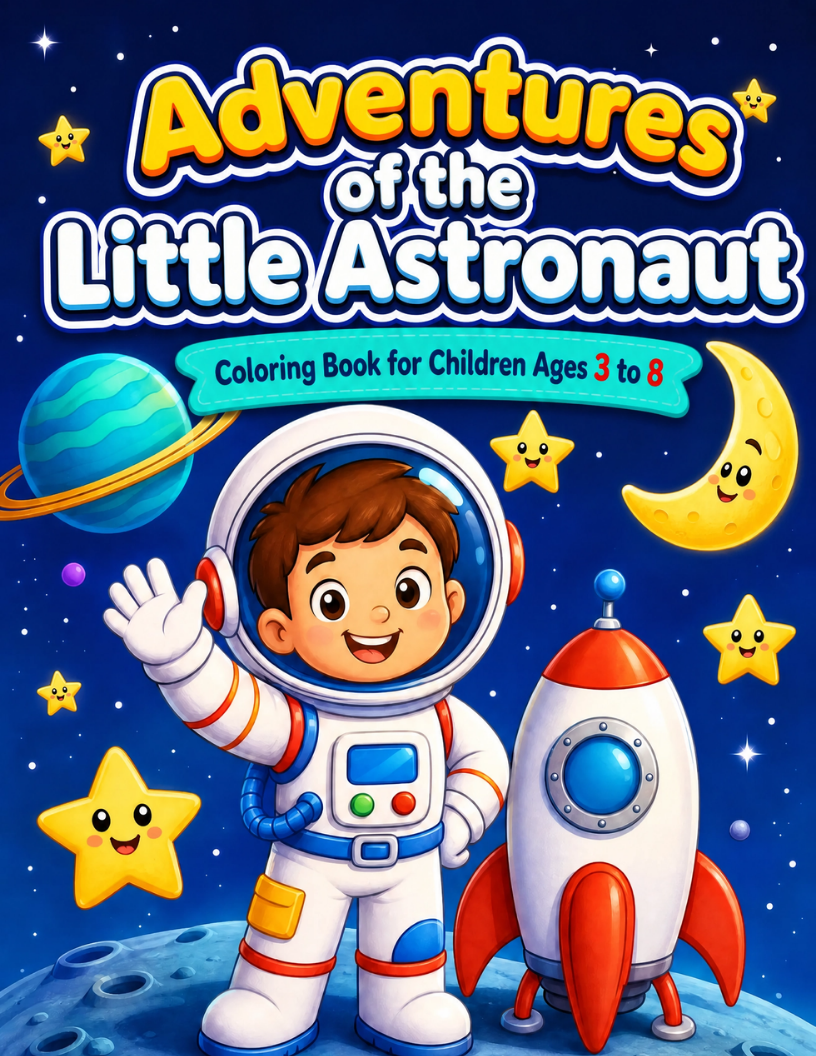 Adventures of The Little Astronaut – Kids Coloring Book (Ages 3–8)
