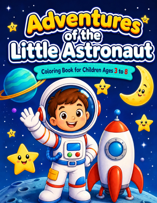 Adventures of The Little Astronaut – Kids Coloring Book (Ages 3–8)
