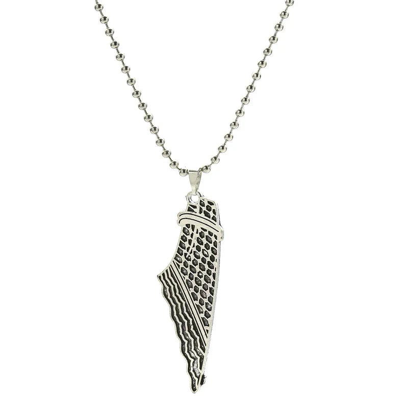 Palestine Map Flag Pendant Necklace for Men & Women – Stainless Steel