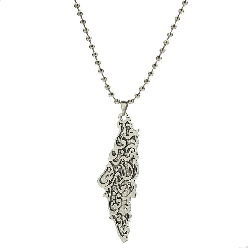 Palestine Map Flag Pendant Necklace for Men & Women – Stainless Steel
