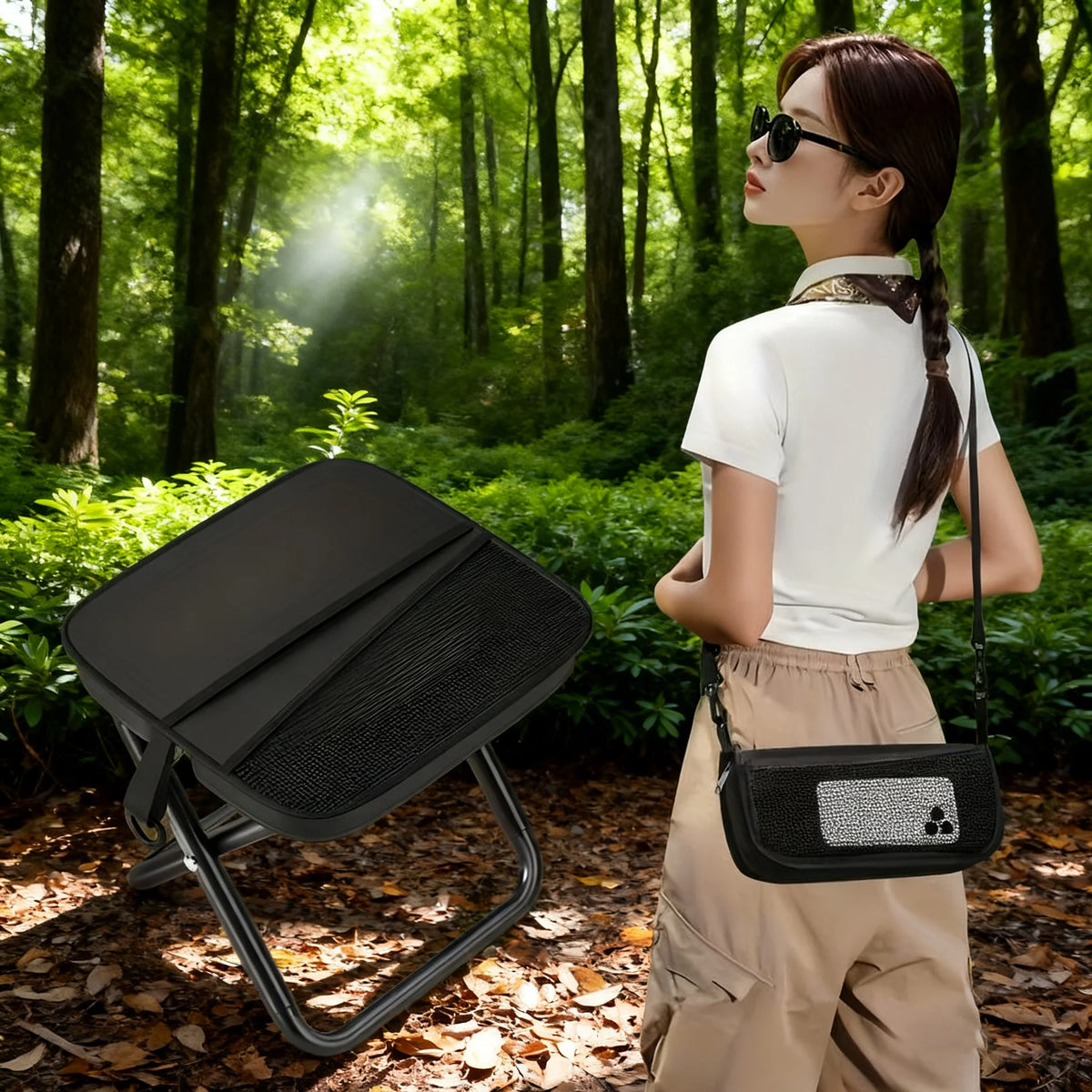 Foldable Backpack Stool — Lightweight Outdoor Chair for Camping, Travel & Hiking