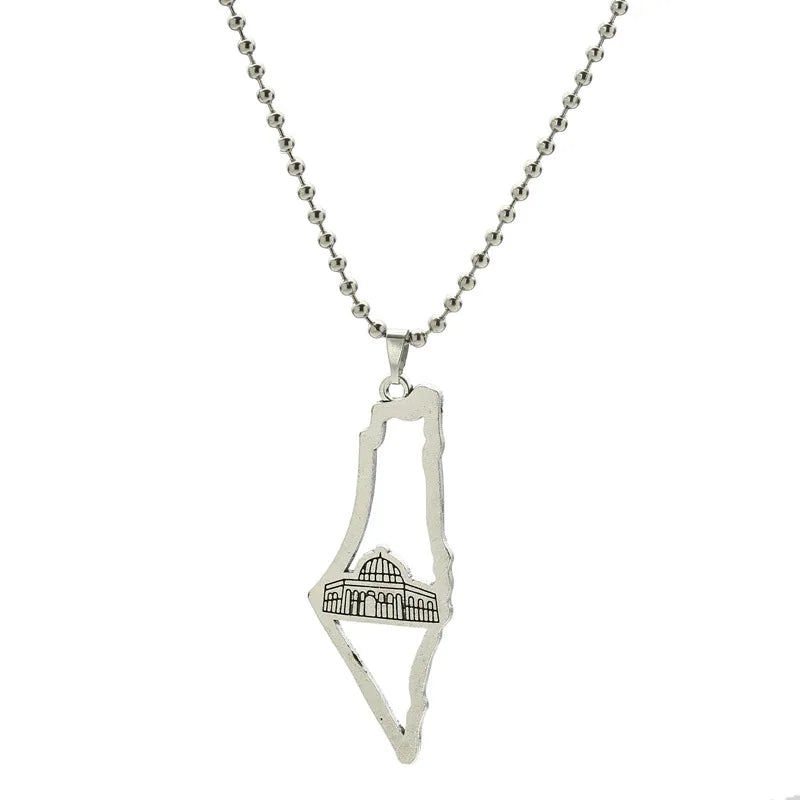 Palestine Map Flag Pendant Necklace for Men & Women – Stainless Steel